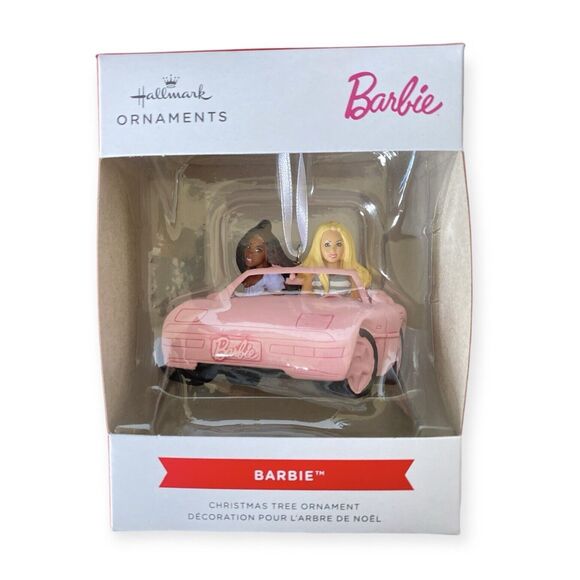 BARBIE Christmas Tree Ornament Pink Corvette HALLMARK Ribbon Hanger NEW IN BOX - Picture 4 of 8